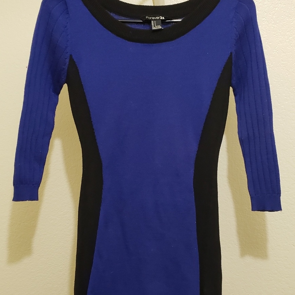 Black and blue sweater dress